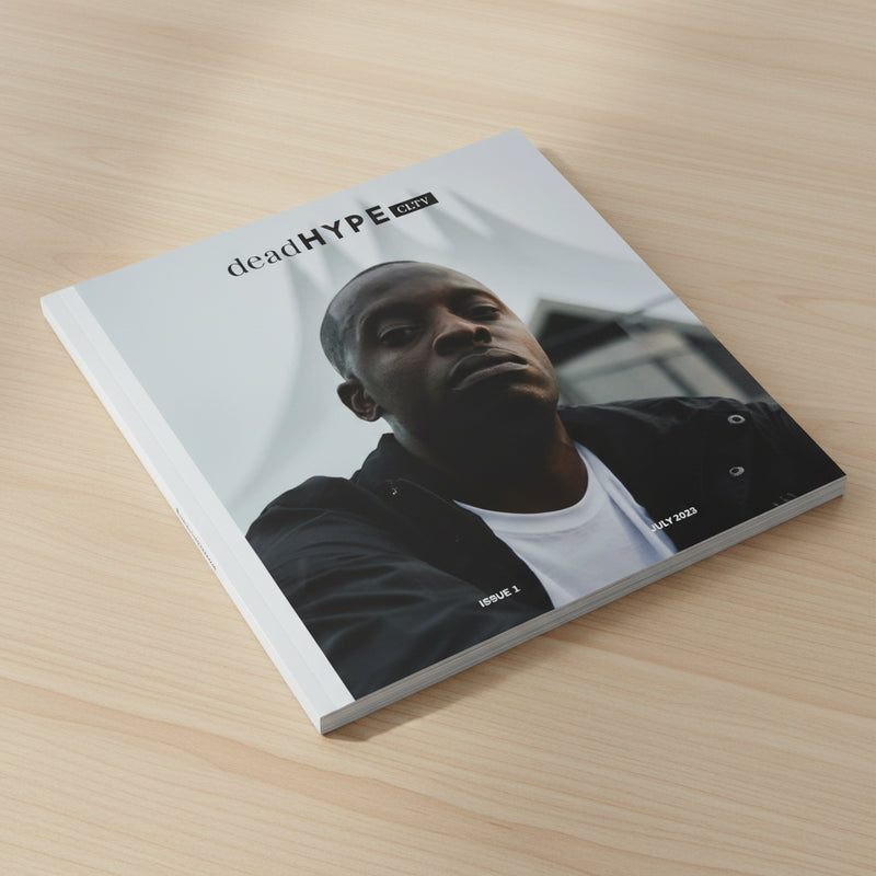 Magazine cover with a person wearing a black jacket and white shirt, featuring 'deadHYPE CLTV' branding.