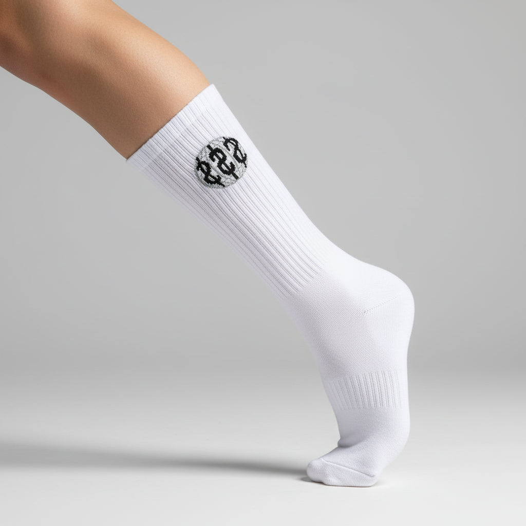 deadHYPE Logo Jr Socks (White) on a gray background