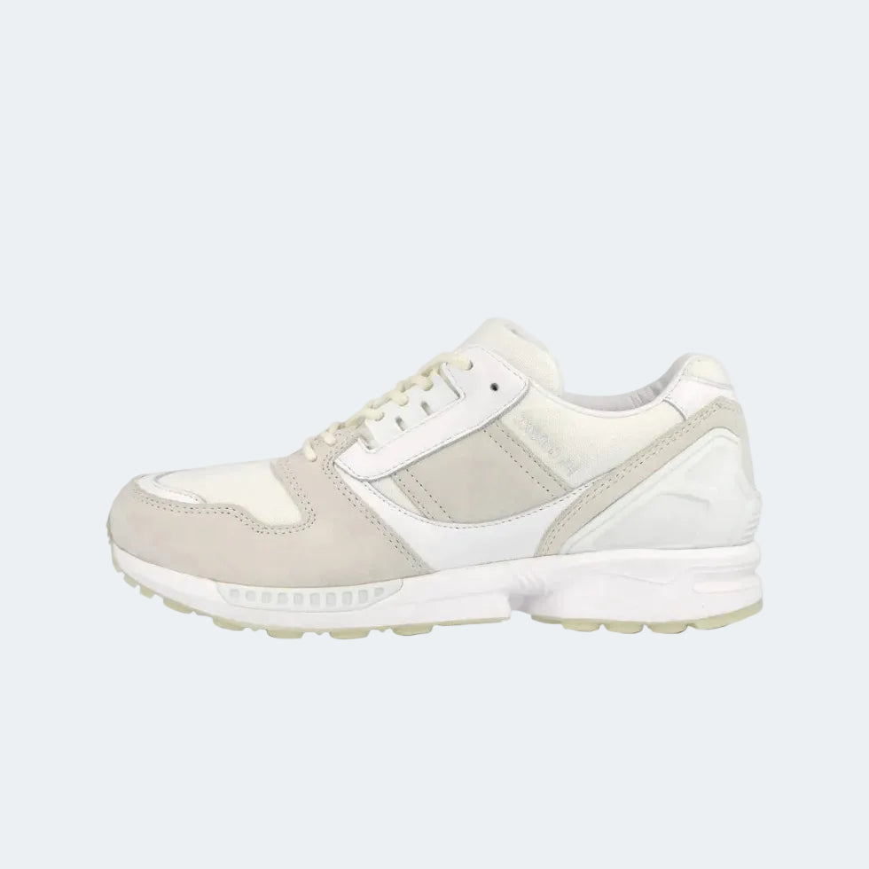 White adidas ZX 8000 Friends & Family sneaker on a light gray background